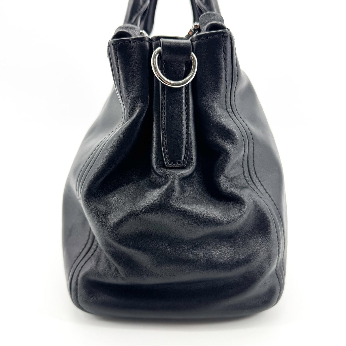 Prada Double Zip Convertible Soft Calf, Black, Leather, Tote Bag
