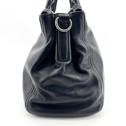 Prada Double Zip Convertible Soft Calf, Black, Leather, Tote Bag