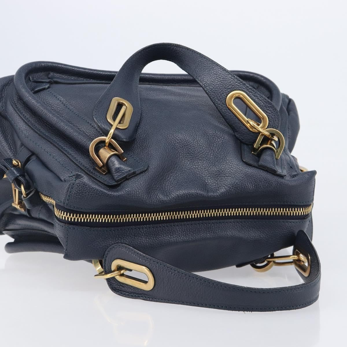 Chloe Paraty Top Handle Leather, Navy, Leather, Handbag