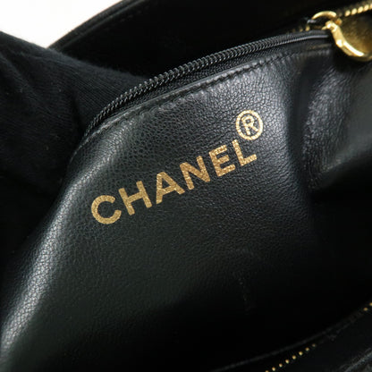 Chanel Medallion Quilted Caviar, Black, Leather, Tote Bag