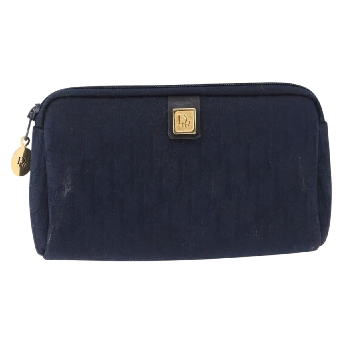 Christian Dior Trotter Clutch Trotter Canvas, Navy, Canvas, Clutch
