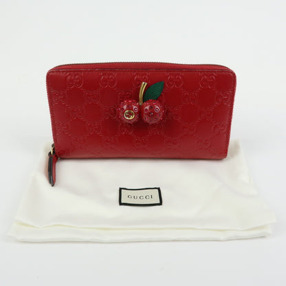 Gucci Cherries Wallet on Chain Guccissima Leather, Red, Leather, Crossbody Bag