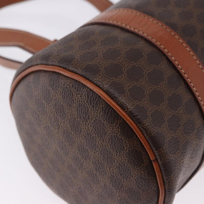 Celine Vintage Barrel Macadam Canvas & Leather, Brown, PVC, Handbag
