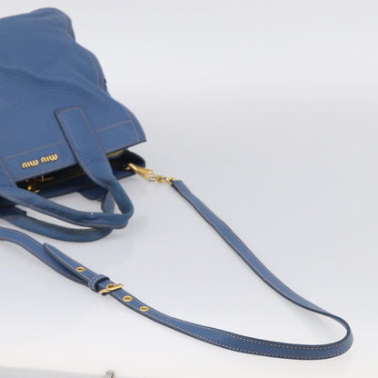 Miu Miu Beau Top Handle Leather, Blue, Leather, Handbag