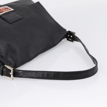 Fendi Mamma Baguette Zucca Jacquard Velvet, Black, Leather, Shoulder Bag
