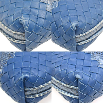 Bottega Veneta Nodini Embroidered Intrecciato Nappa, Blue, Leather, Shoulder Bag