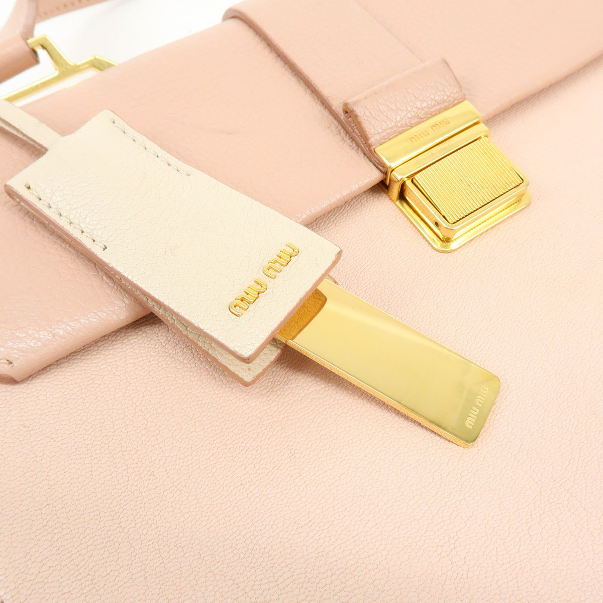 Miu Miu Madras Convertible Compartment Top Handle Leather, Pink, Leather, Handbag
