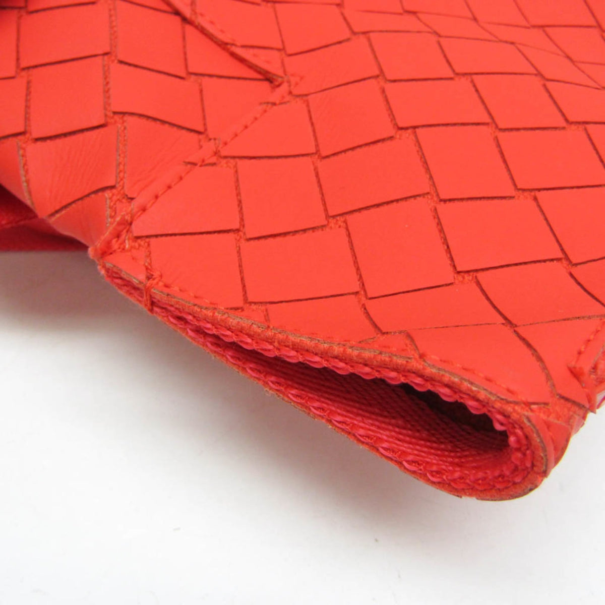 Bottega Veneta Fold-Over Intrecciato Effect Rubber, Red, Rubber, Backpack