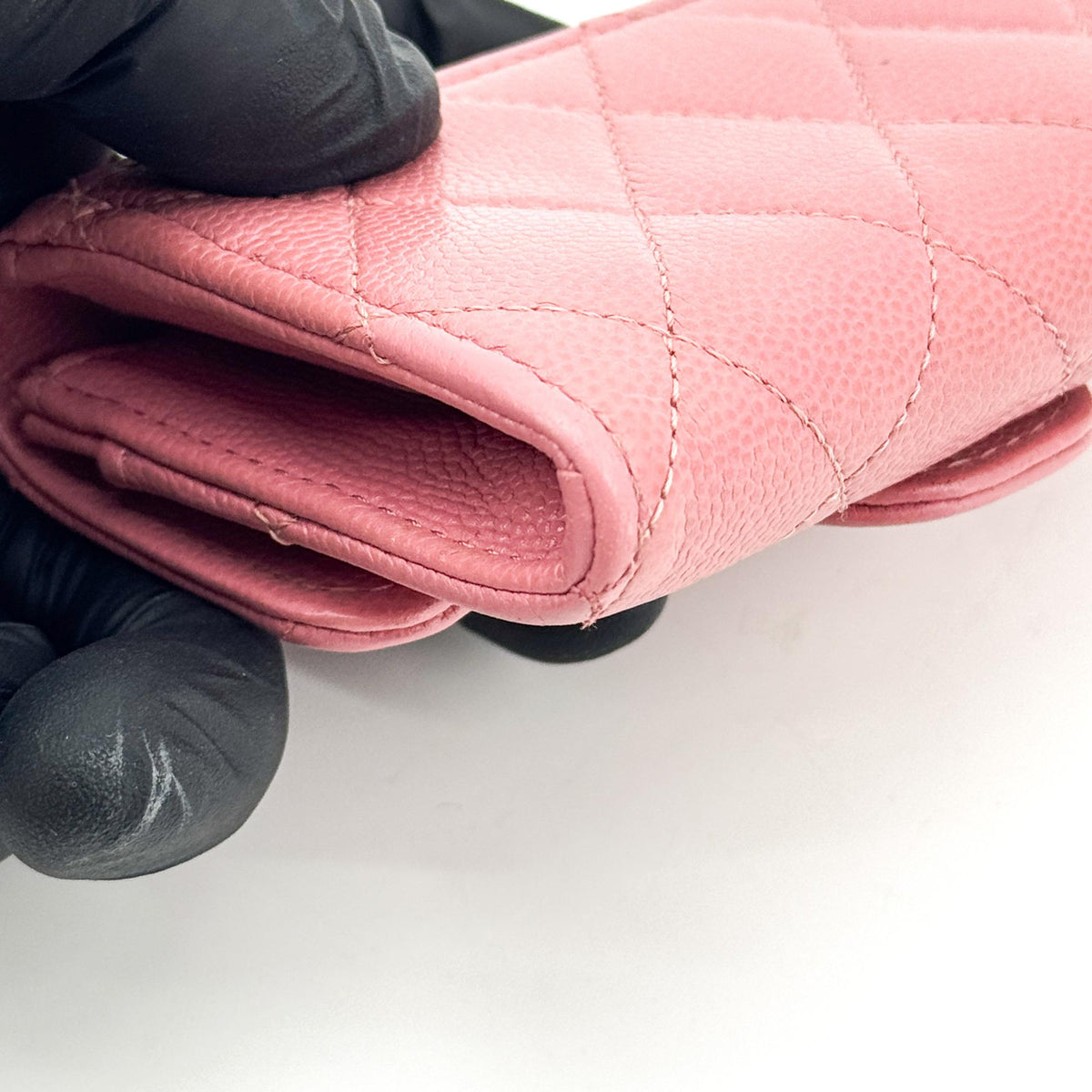 Chanel Classic Flap Card Case Quilted Caviar, Pink, Leather, Card Holder