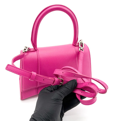 Balenciaga Hourglass Top Handle Leather with Crystals, Pink, Leather, Handbag