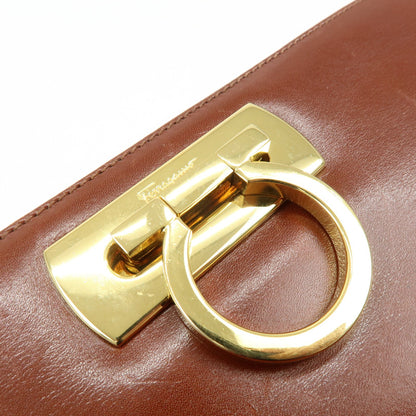 Salvatore Ferragamo Vintage Gancini Chain Leather, Brown, Leather, Shoulder Bag