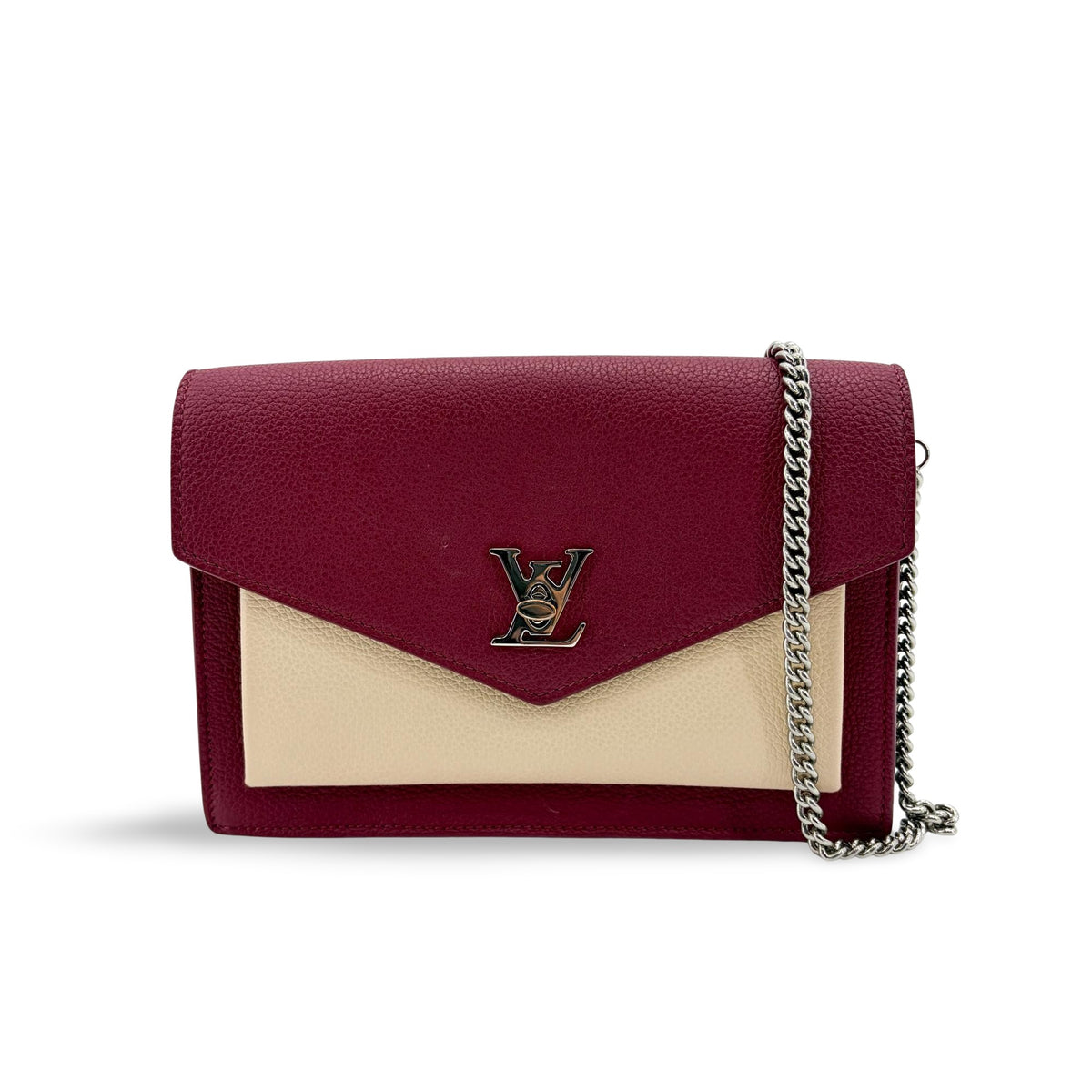 Louis Vuitton Lockme Chain Leather, Red, Calfskin, Handbag