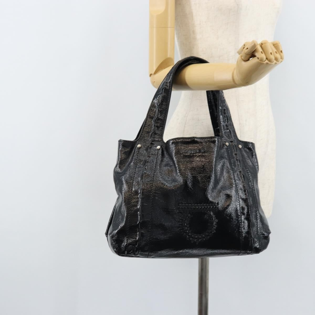 Salvatore Ferragamo Gancini Handle Tote Leather, Black, Leather, Handbag