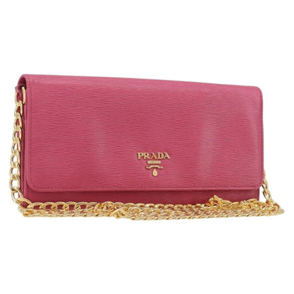 Prada Wallet on Chain Saffiano Leather, Pink, Leather, Crossbody Bag