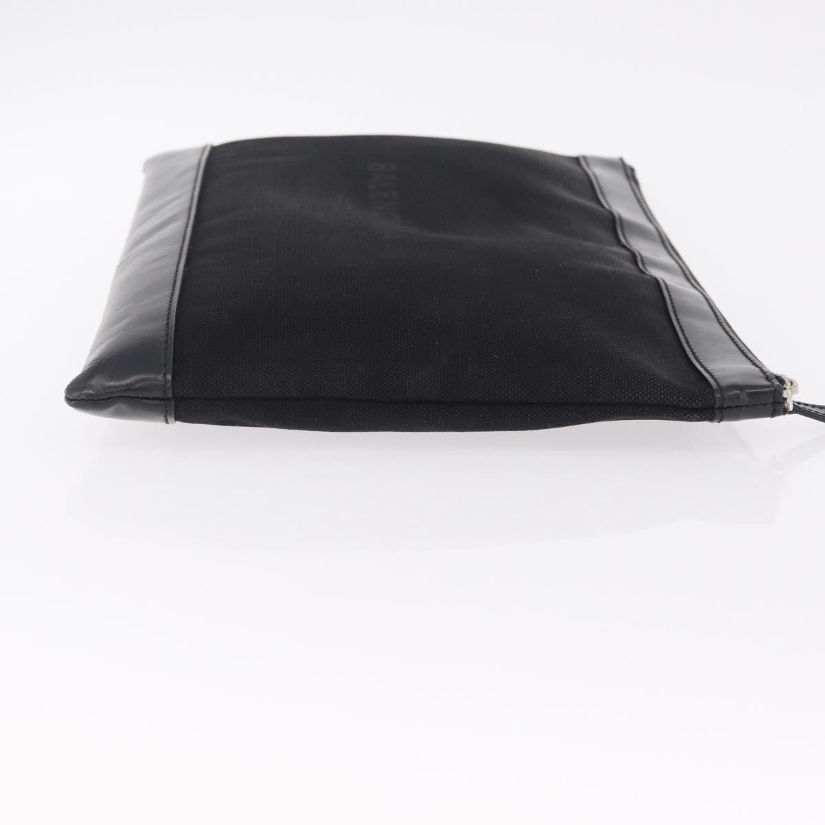 Balenciaga Navy Zip Canvas and Leather, Black, Canvas, Clutch
