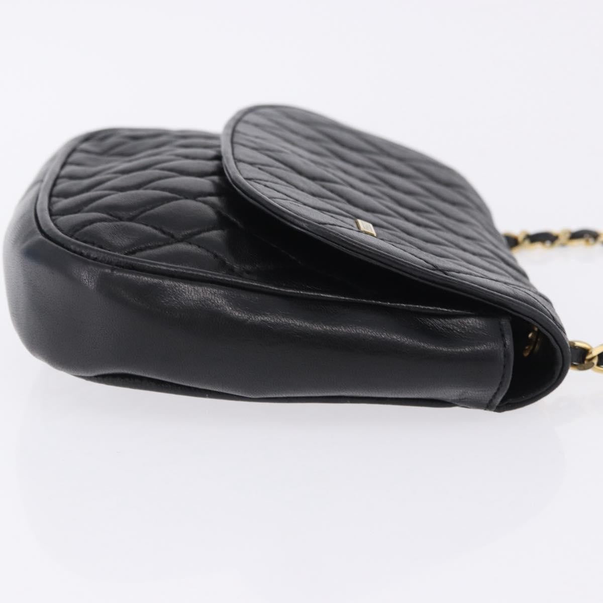 Bally Vintage Chain Quilted Leather, Black, Leather, Shoulder Bag