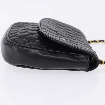 Bally Vintage Chain Quilted Leather, Black, Leather, Shoulder Bag