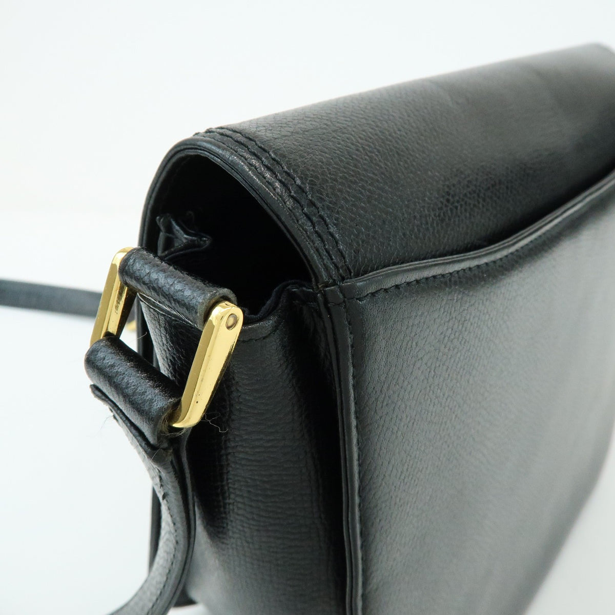 Valentino Garavani VLogo Flap Leather, Black, Leather, Shoulder Bag
