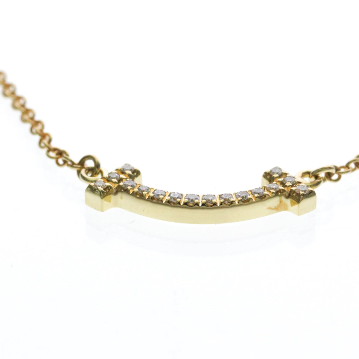 Tiffany & Co. T Smile Pendant 18K Yellow Gold with Diamonds, Gold, Yellow Gold, Necklace