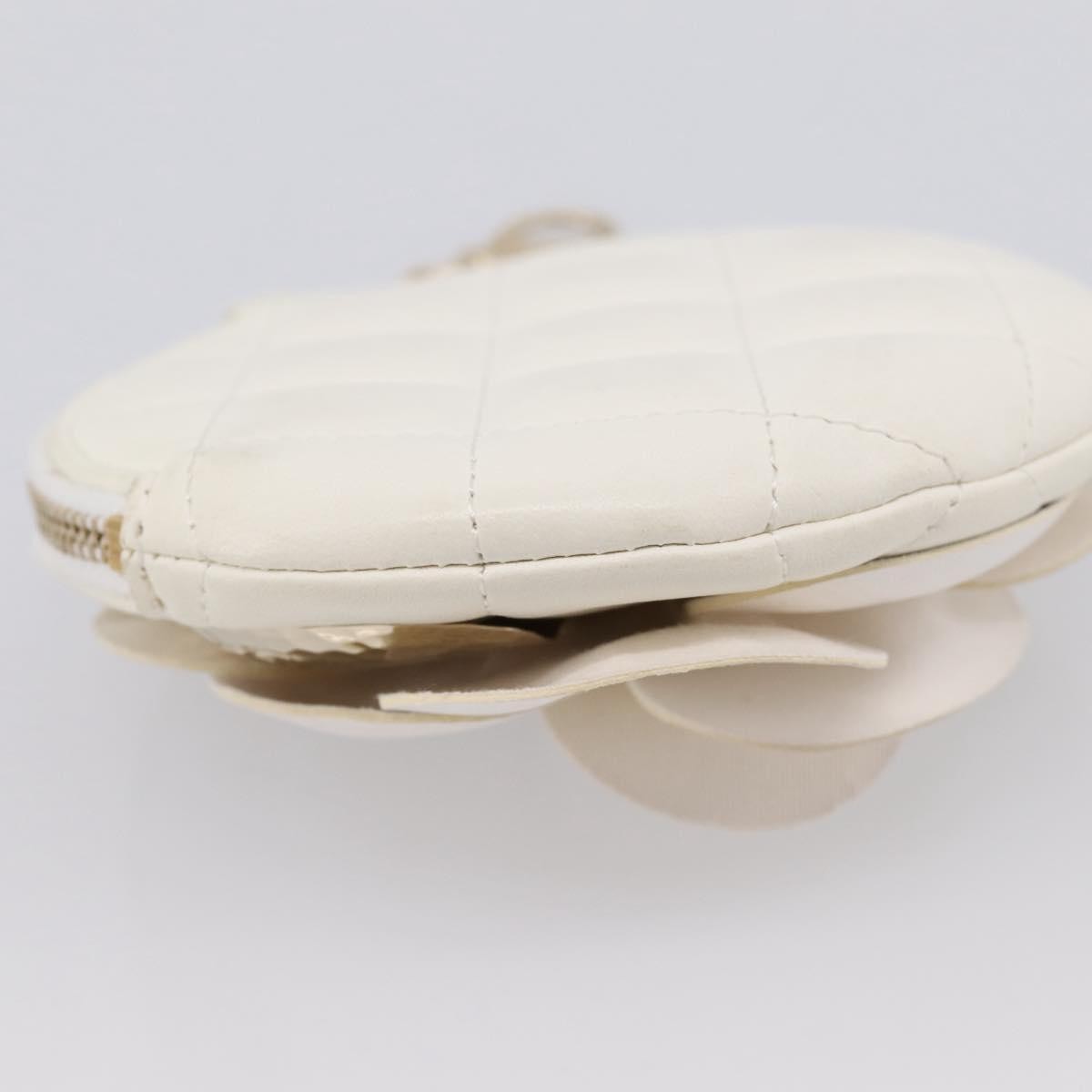 Chanel Camellia Round Clutch with Chain Lambskin, White, Leather, Clutch