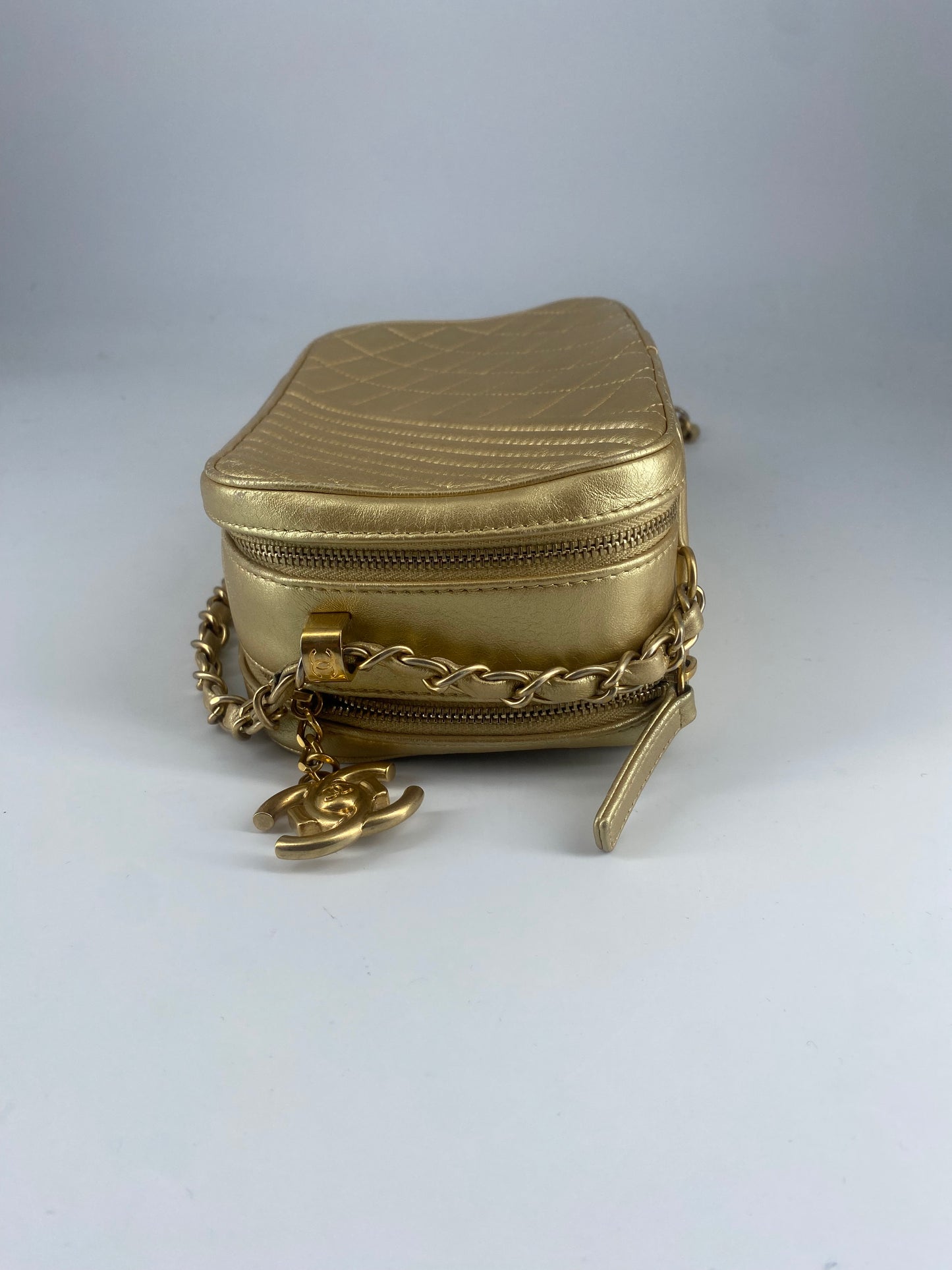 Chanel Camera, Gold, Leather, shoulder