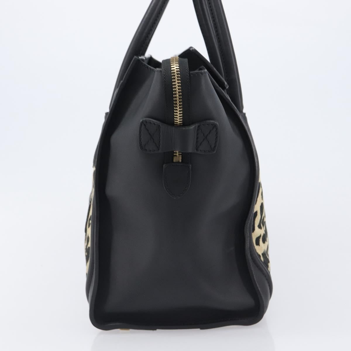 Celine Luggage Printed Canvas and Leather, Black, Leather, Handbag