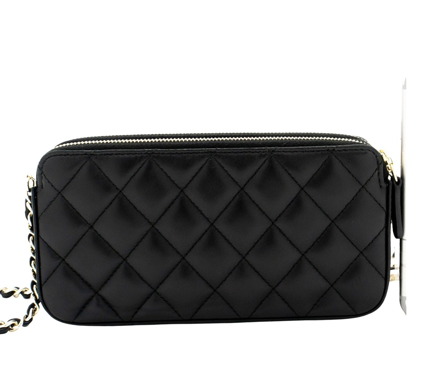 Chanel Wallet On Chain, Black, Leather, wallet