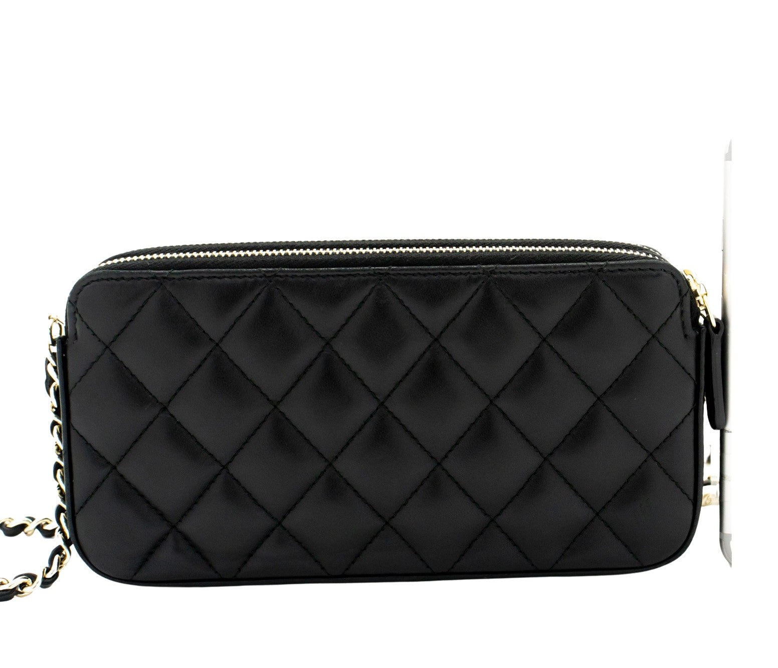 Chanel Wallet On Chain, Black, Leather, wallet