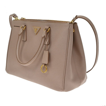 Prada Double Zip Lux Saffiano Leather, Pink, Leather, Tote Bag
