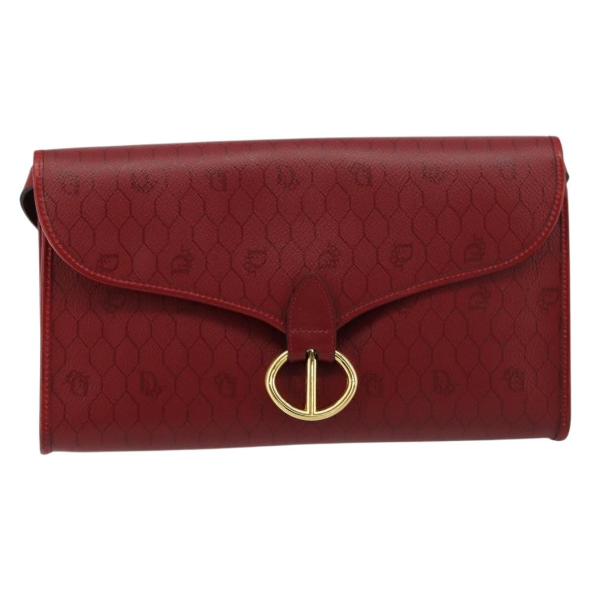 Christian Dior Vintage Honeycomb Canvas, Red, Canvas, Shoulder Bag