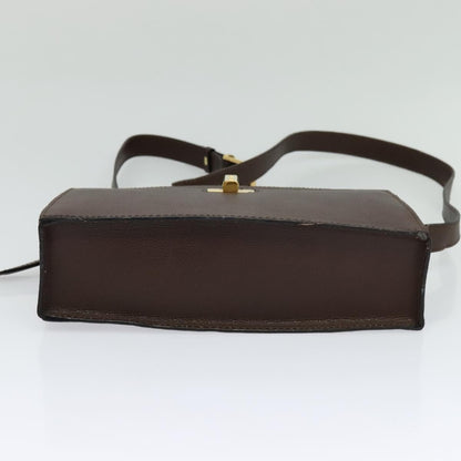 Celine Vintage Turnlock Leather, Brown, Leather, Shoulder Bag