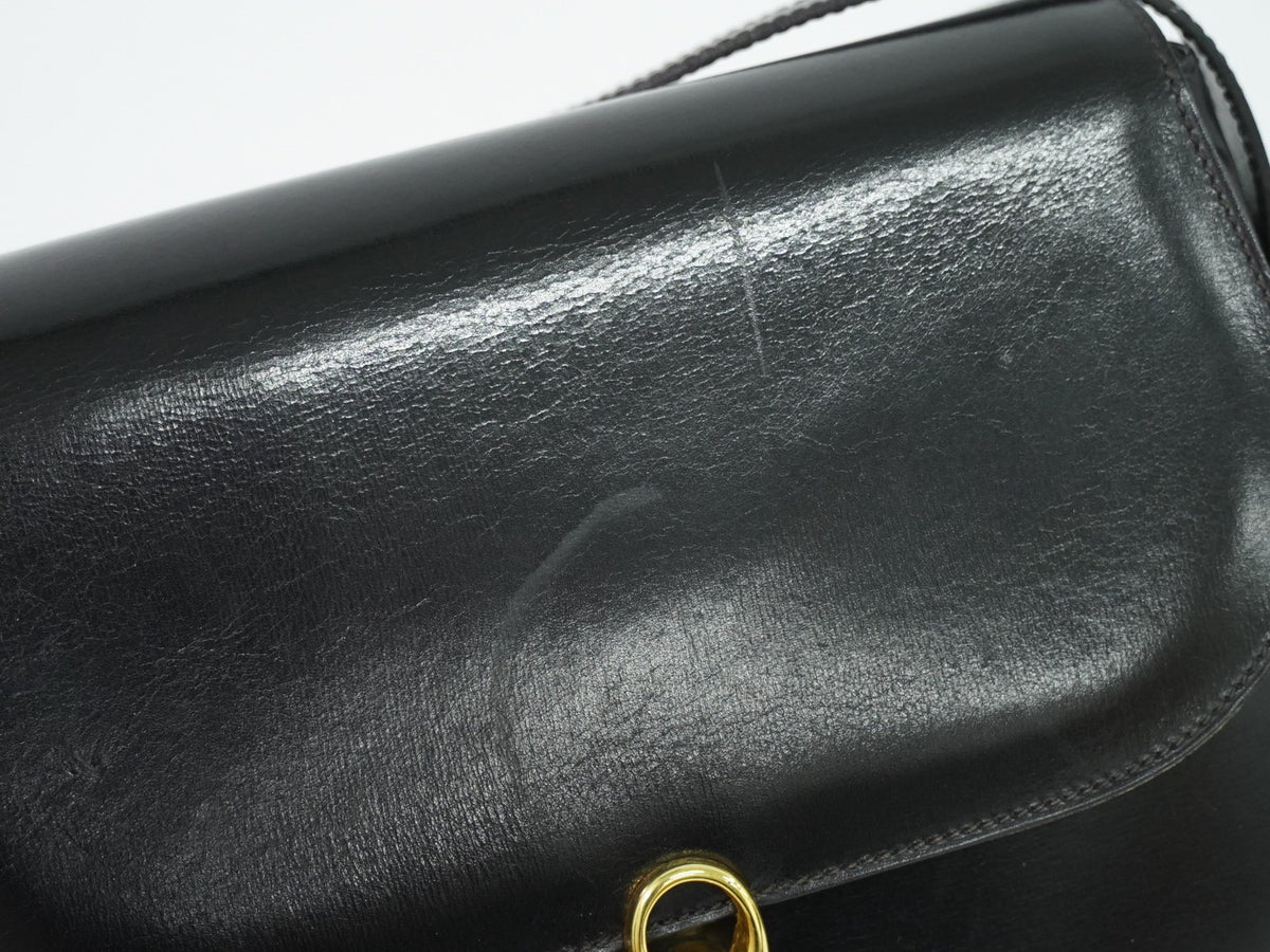 Celine Shoulder Leather, Black, Leather, Shoulder Bag