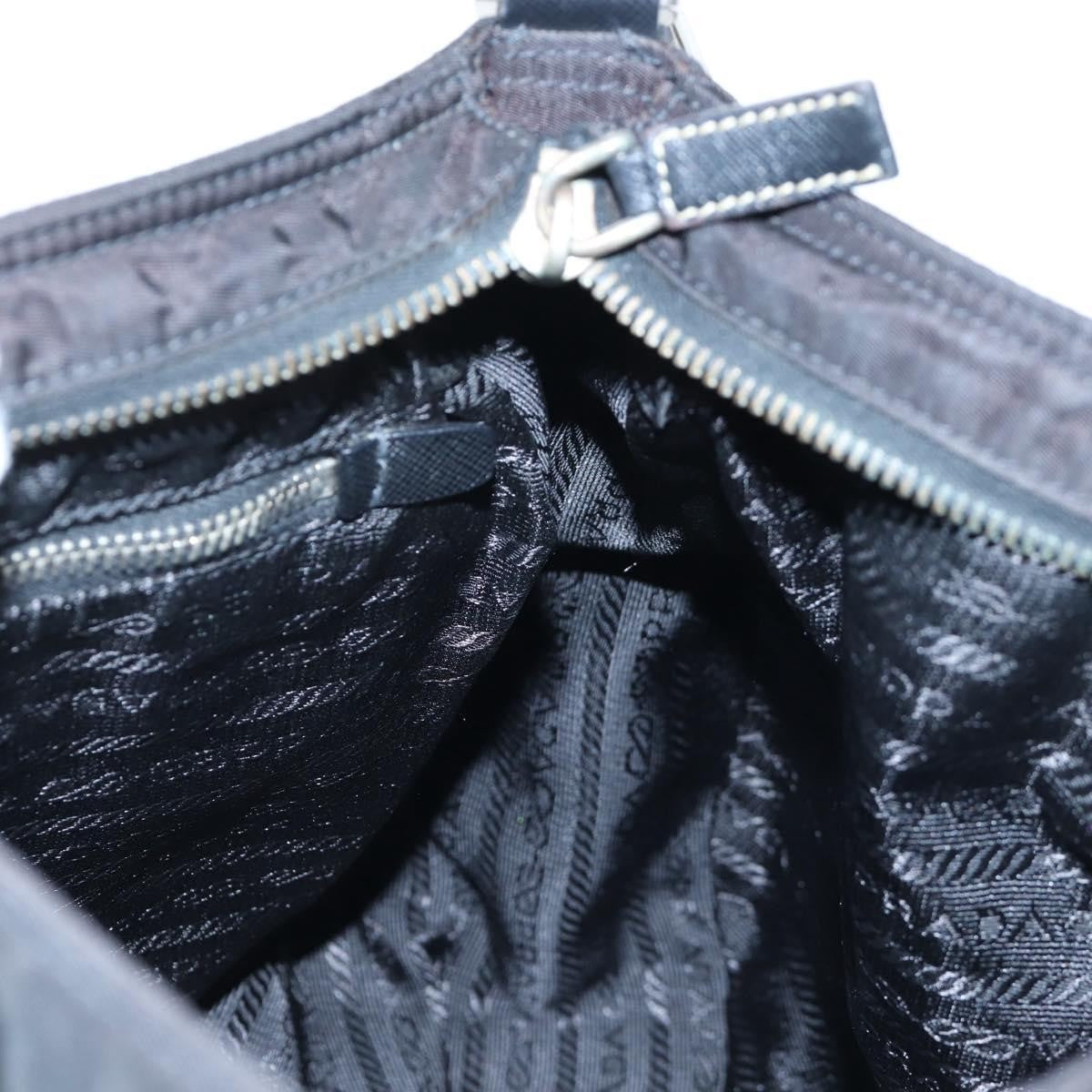 Prada Double Pocket Buckle Flap Tessuto and Leather, Black, Nylon, Handbag