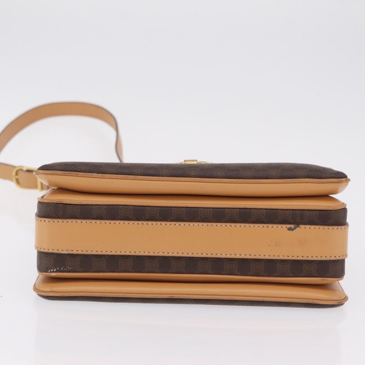Celine Macadam Shoulder Canvas, Brown, Canvas, Crossbody Bag