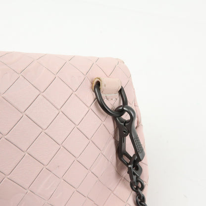 Bottega Veneta Expandable Chain Embossed Intrecciato Nappa, Pink, Leather, Crossbody Bag