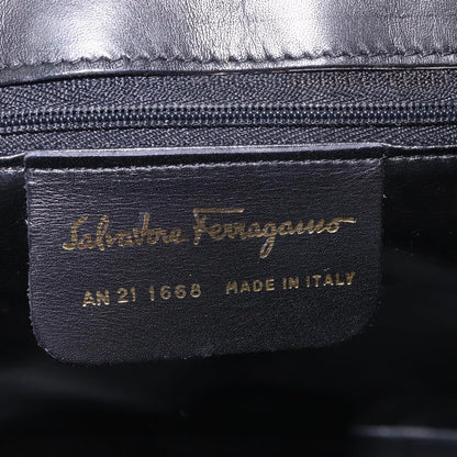 Salvatore Ferragamo Vintage Flap Lock Studded Leather, Black, Leather, Handbag