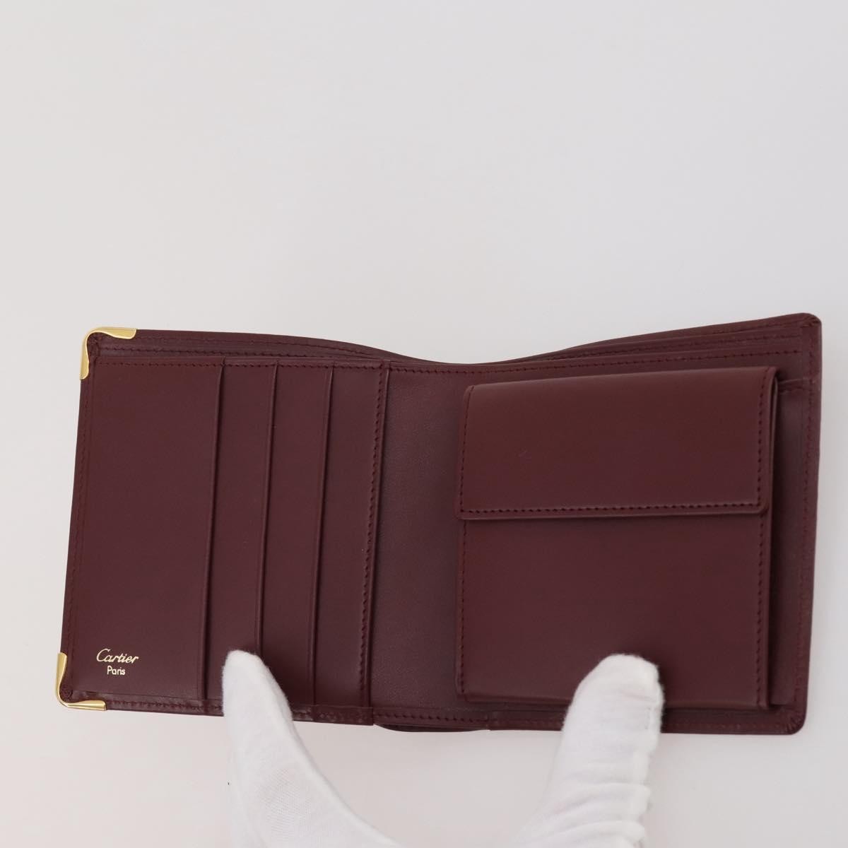 Cartier Coin Purse Must de Cartier Leather, Burgundy, Leather, Wallet