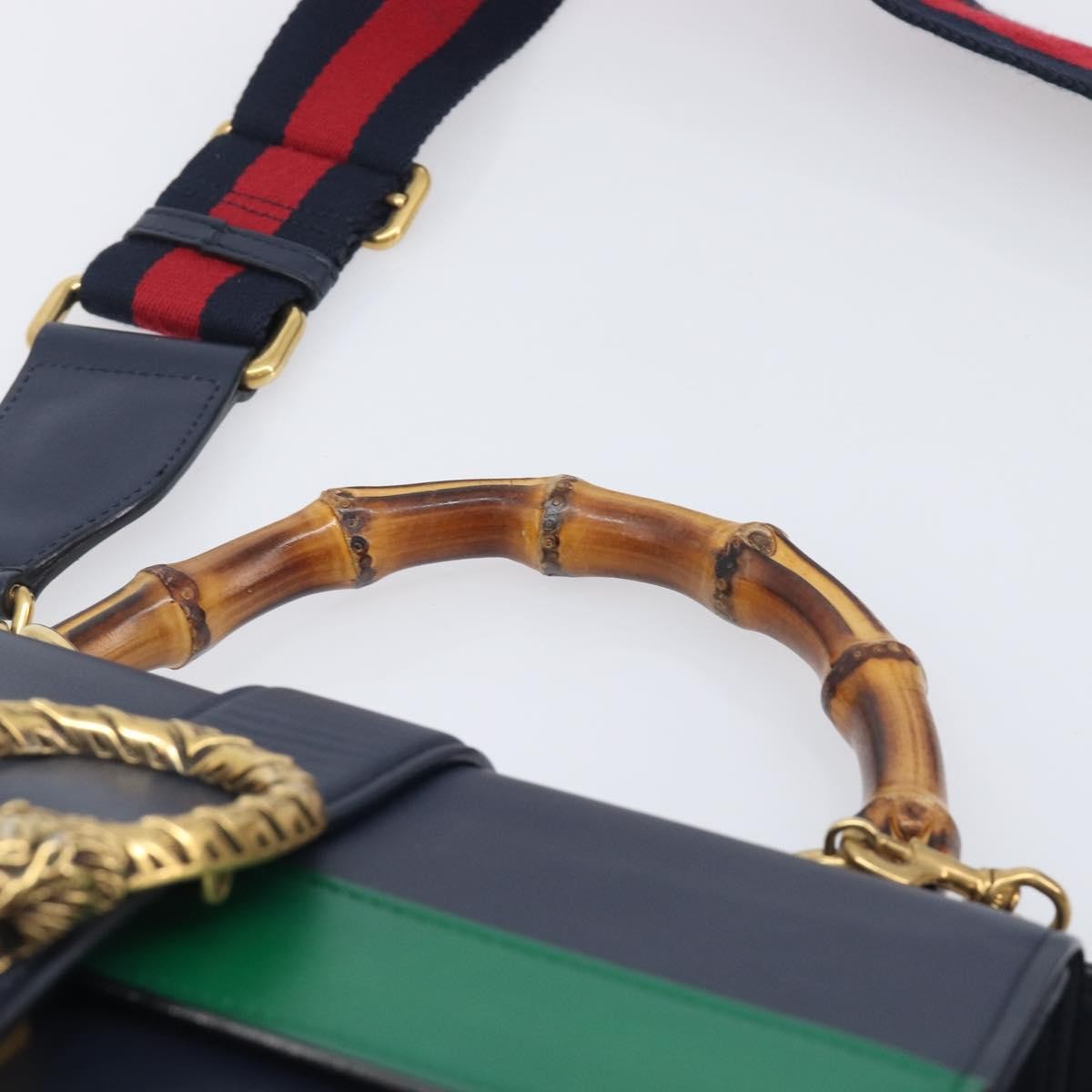 Gucci Dionysus Bamboo Top Handle Leather, Navy, Leather, Handbag