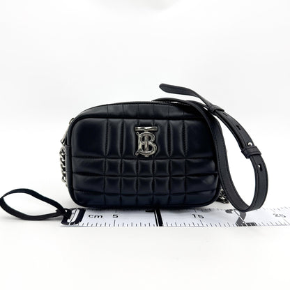 Burberry Lola Camera Quilted Leather, Black, Leather, Shoulder Bag