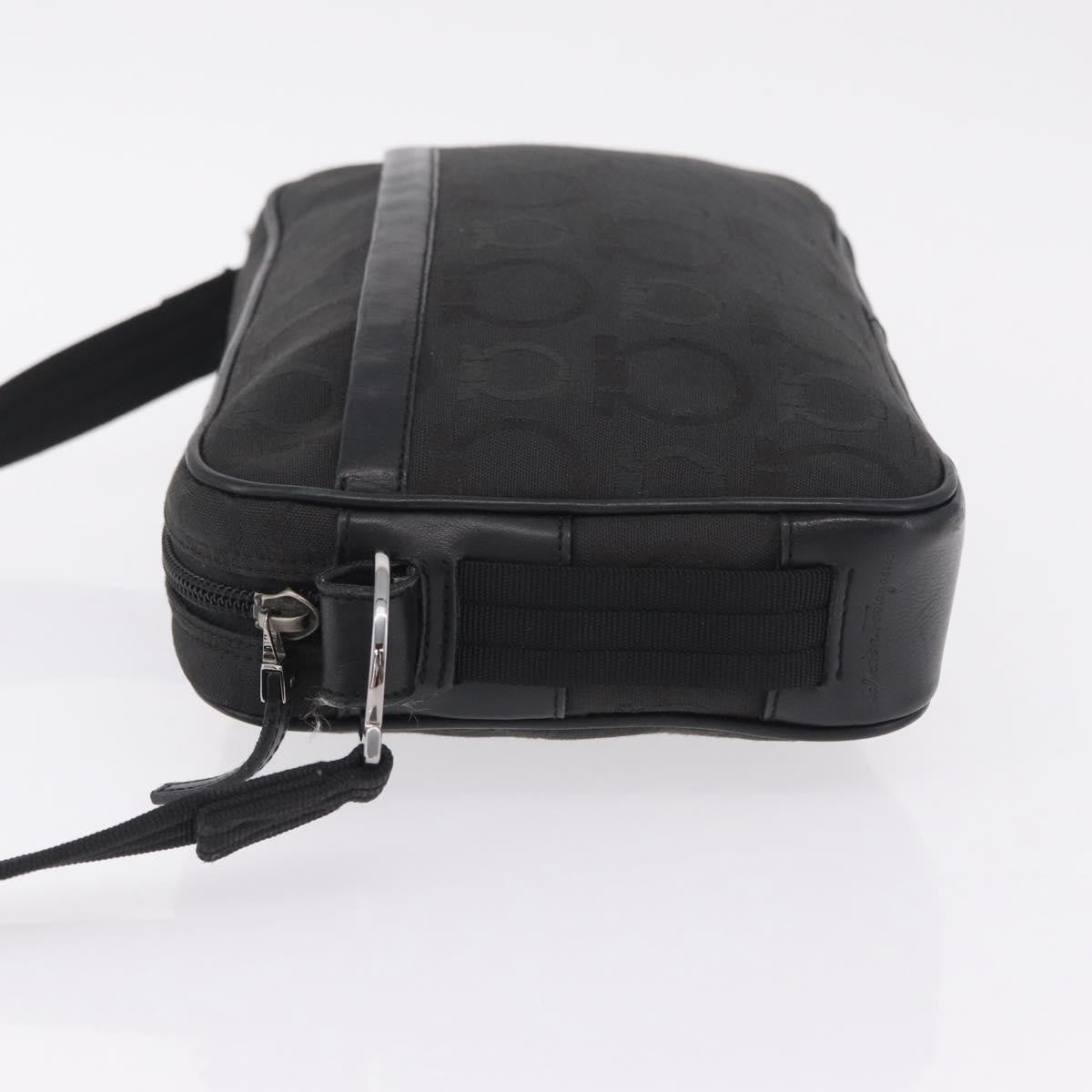 Salvatore Ferragamo Gancini Canvas, Black, Canvas, Crossbody Bag