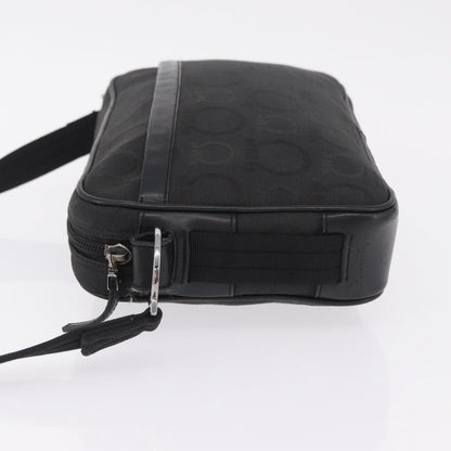 Salvatore Ferragamo Gancini Canvas, Black, Canvas, Crossbody Bag