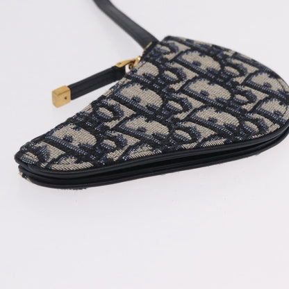 Christian Dior Vintage Saddle Zip Coin Purse Diorissimo Canvas, Navy, Canvas, Clutch