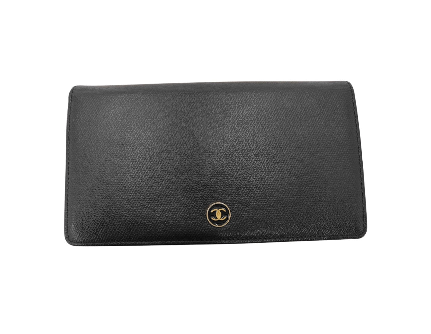 Chanel CC Logo Zipper Long Bifold Leather, Black, Leather, Wallet
