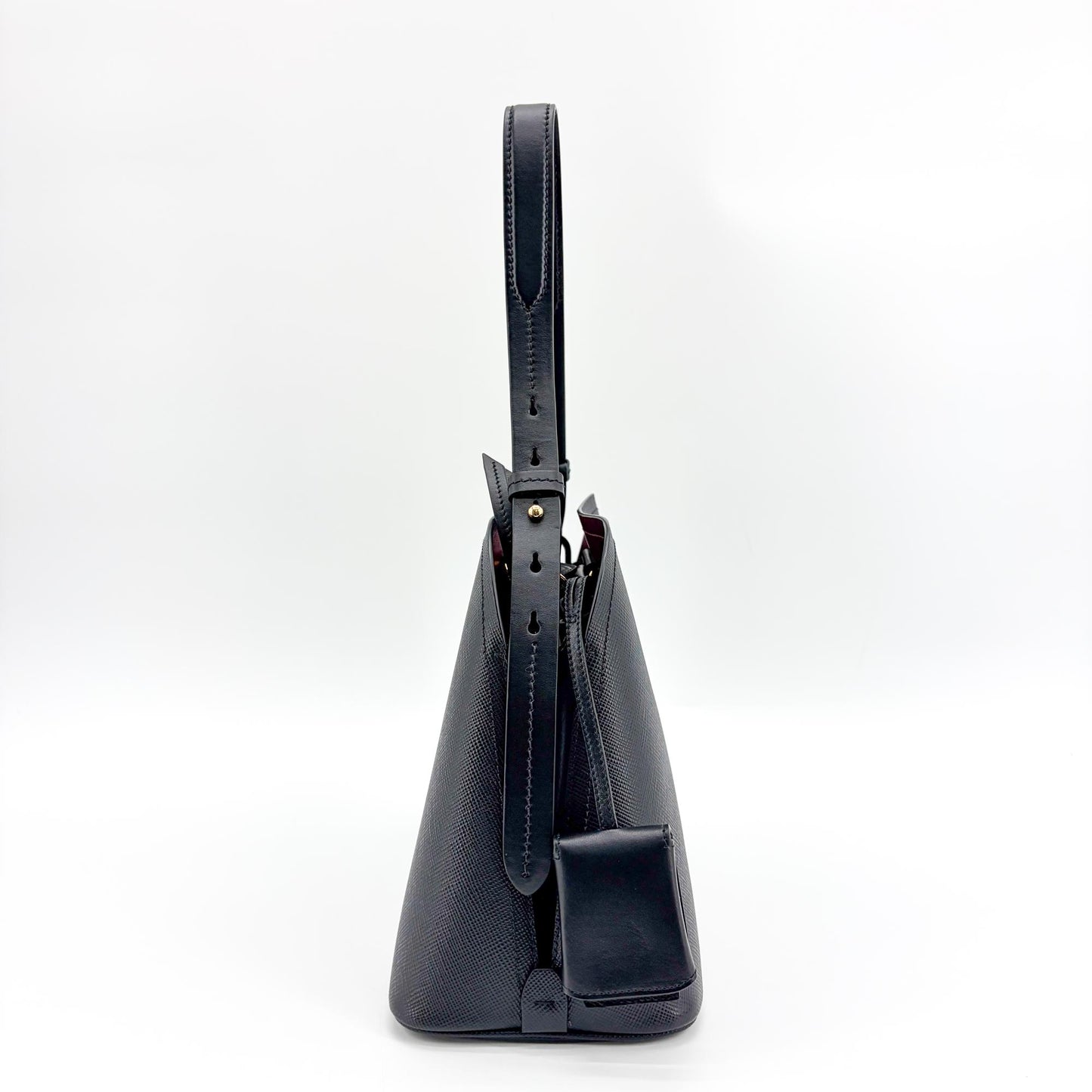 Prada Matinee Top Handle Saffiano Leather, Black, Leather, Handbag