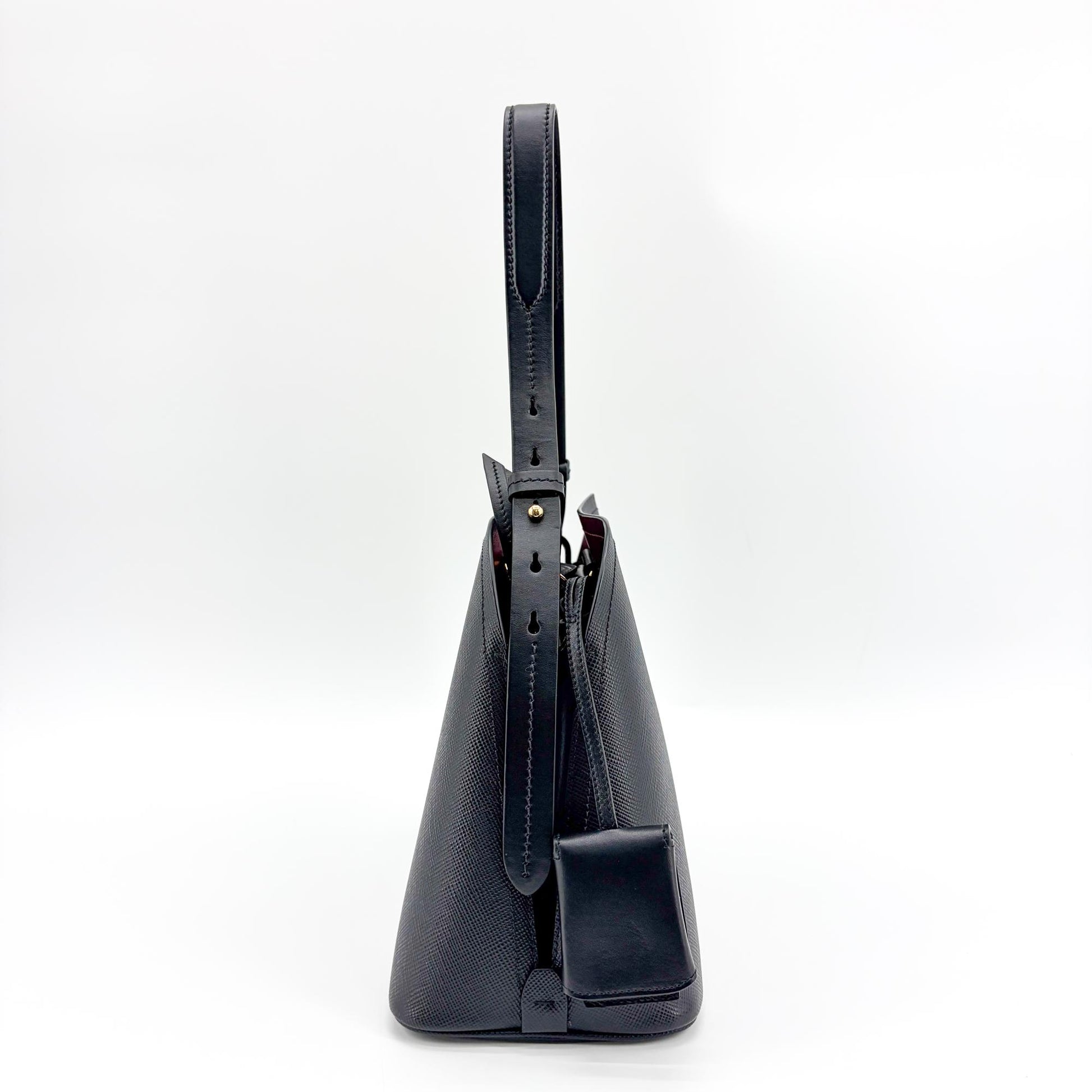 Prada Matinee Top Handle Saffiano Leather, Black, Leather, Handbag