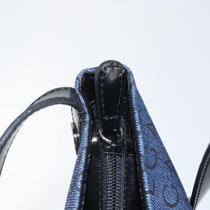 Bvlgari Logomania Canvas with Leather, Blue, Canvas, Shoulder Bag
