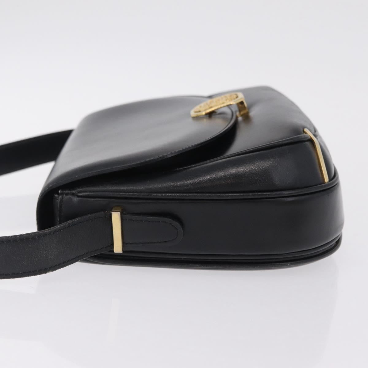 Celine Shoulder Leather, Black, Leather, Shoulder Bag