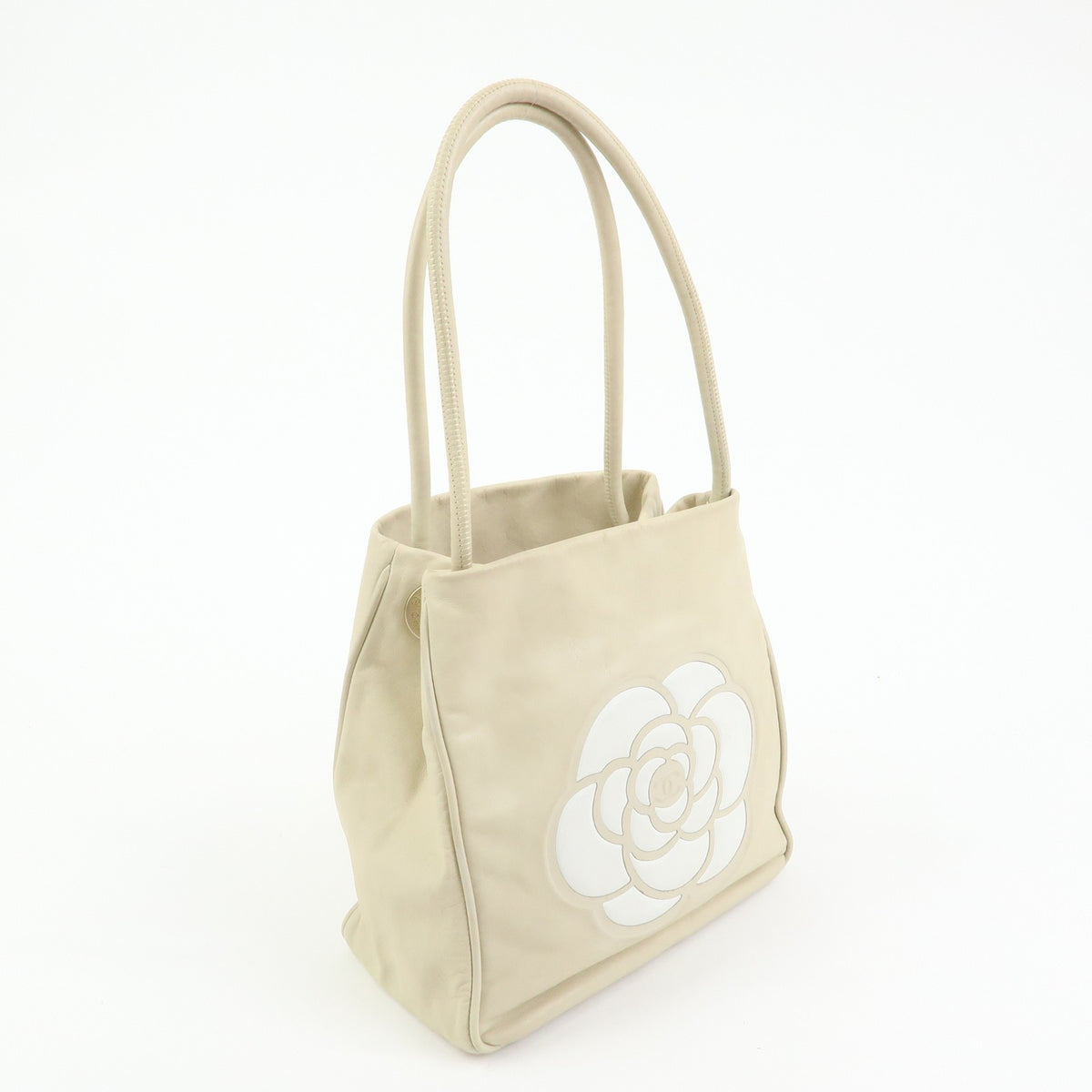 Chanel Camellia Lambskin, Beige, Leather, Tote Bag
