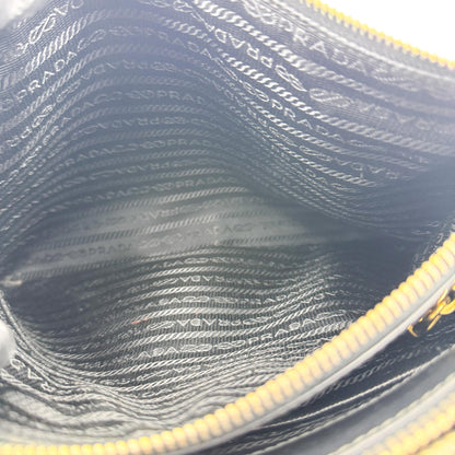 Prada Galleria Double Zip Saffiano Leather, Black, Leather, Tote Bag