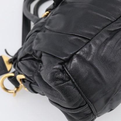 Prada Gaufre Convertible Satchel Nappa Leather, Black, Leather, Handbag